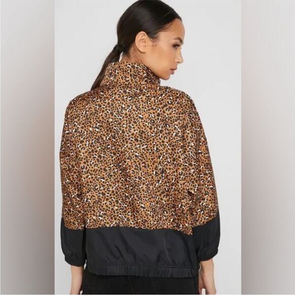 Nike Cheetah Print Leopard Windbreaker Track Jacket 3/4 sleeves, Size Large - Picture 5 of 13